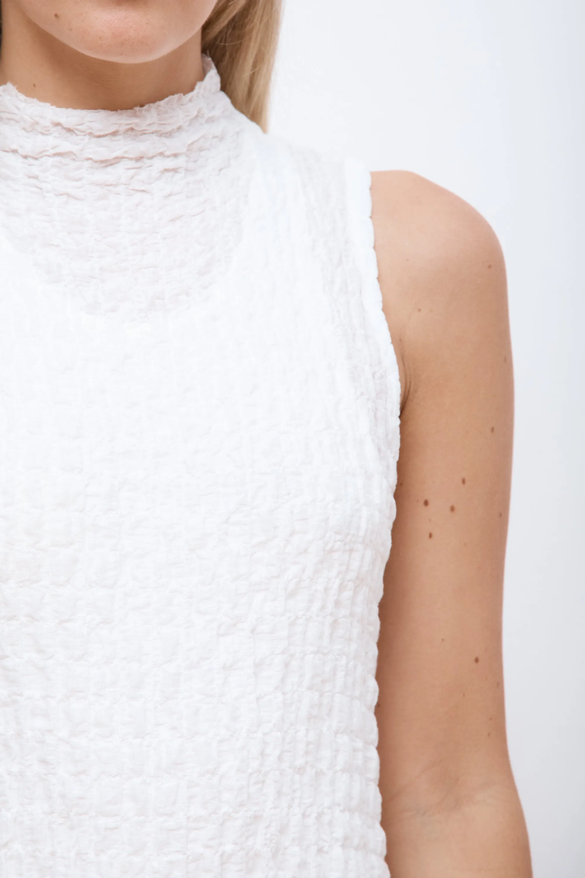 High Neck Sleeveless Dress White