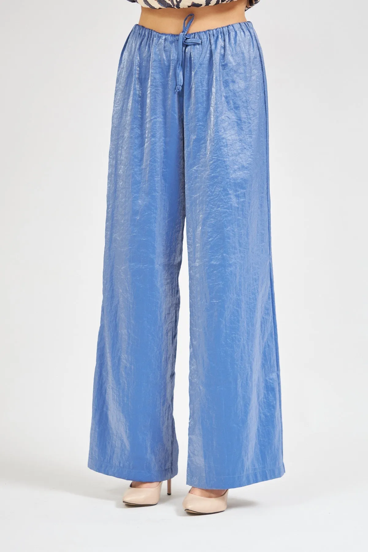 High Waist Shiny Trousers Blue