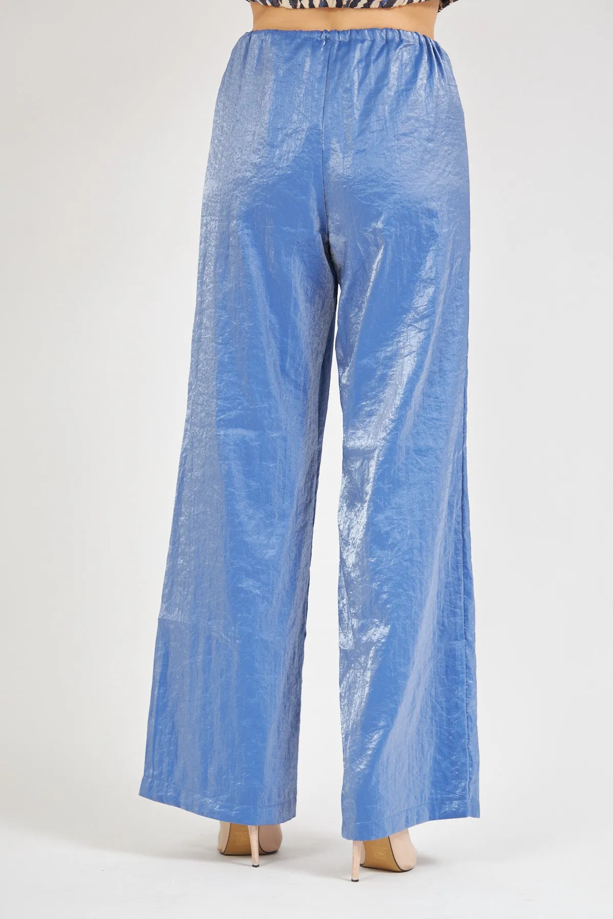 High Waist Shiny Trousers Blue