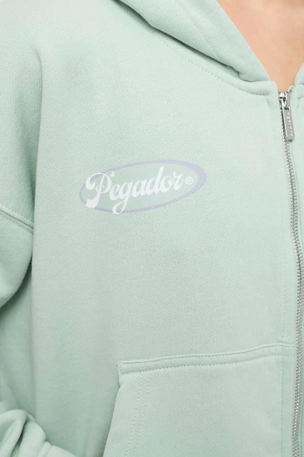 Hills Cropped Zip Hoodie Vintage Washed Milky Green