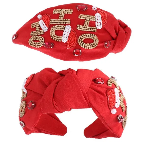 Ho Ho Ho Knotted Headband - Red