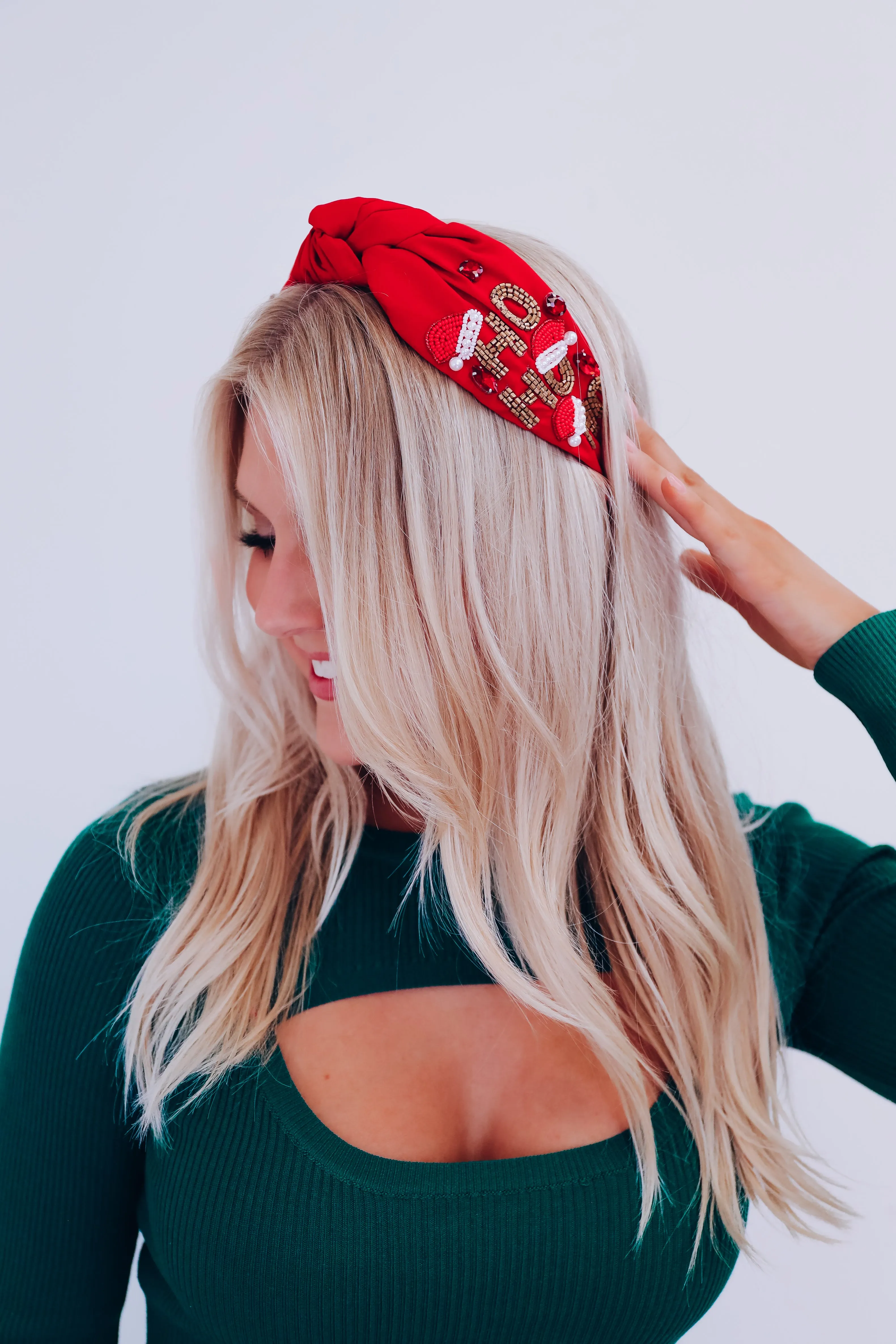 Ho Ho Ho Knotted Headband - Red