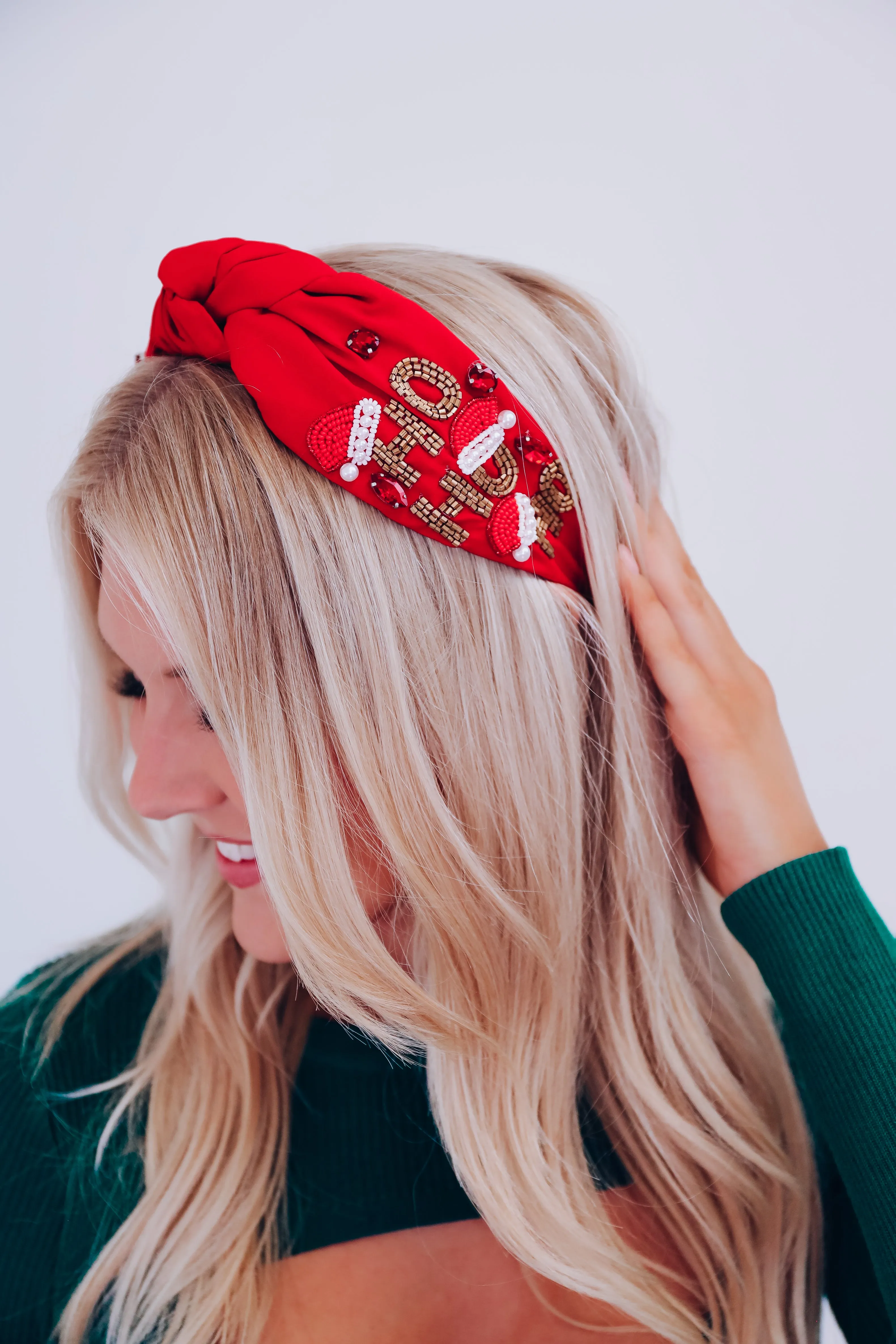 Ho Ho Ho Knotted Headband - Red