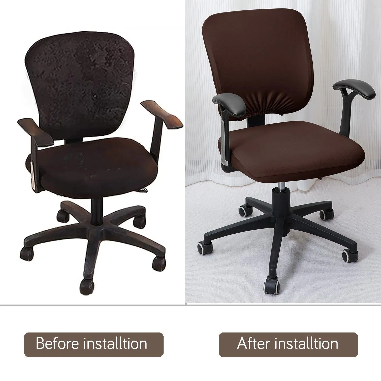HOKIPO 140gsm Stretchable Office Chair Cover, Brown