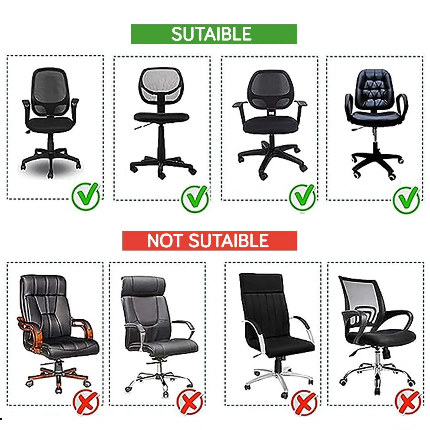 HOKIPO 140gsm Stretchable Office Chair Cover, Brown