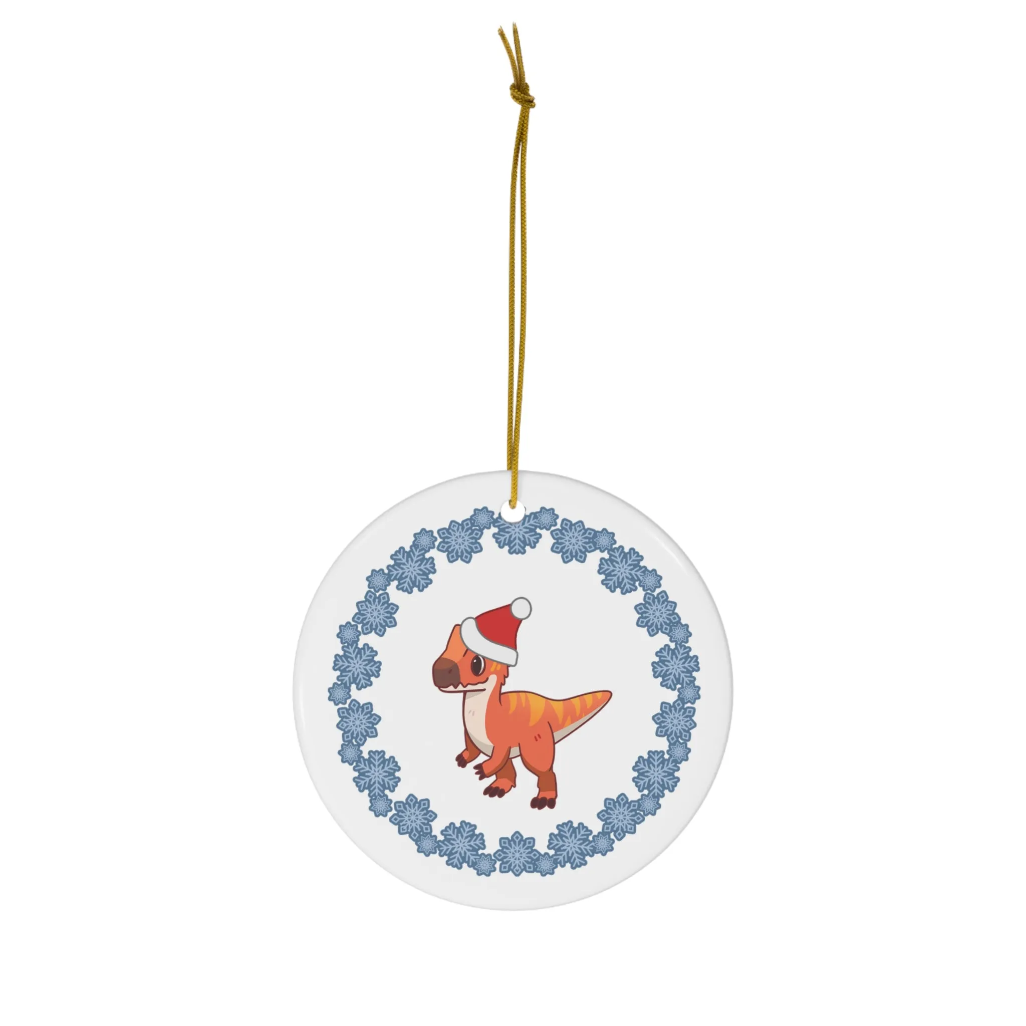 Holiday Allosaurus - Ceramic Ornament - Snowflake Edition