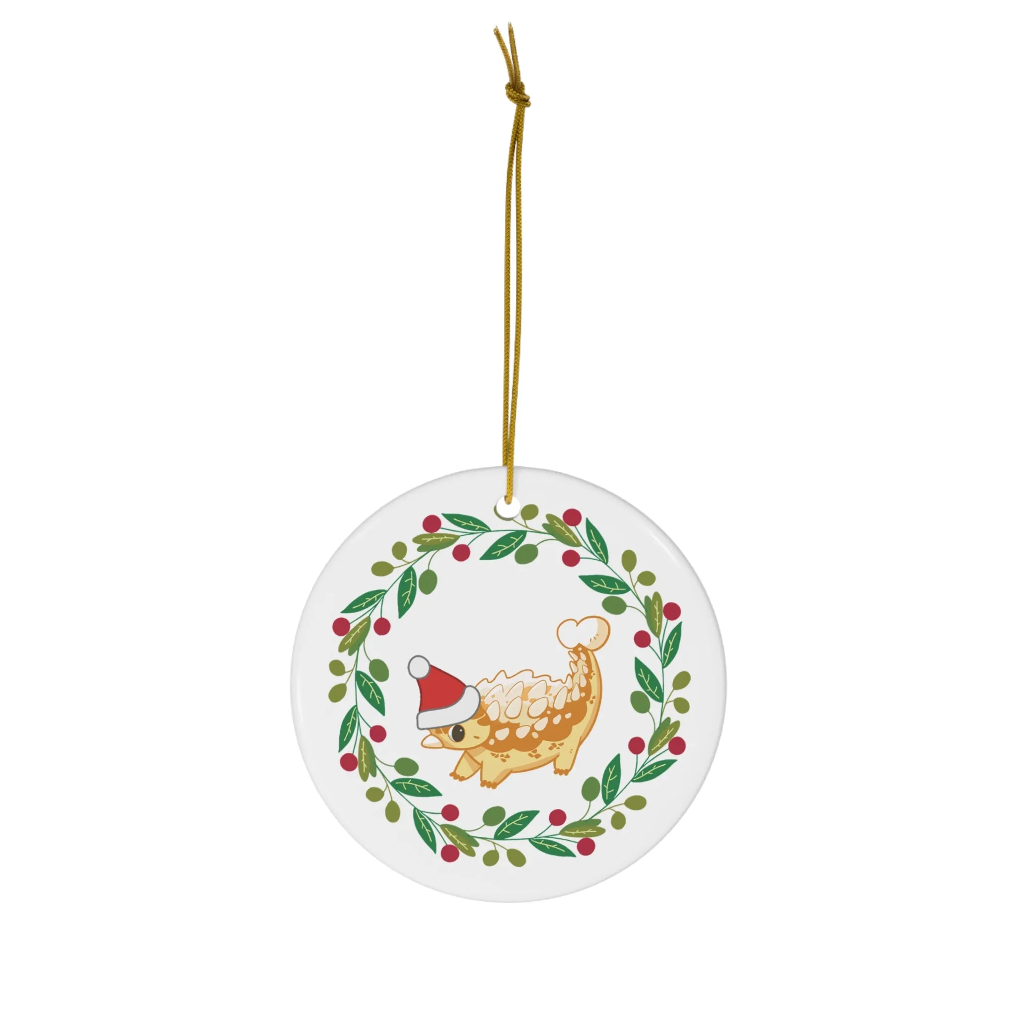 Holiday Ankylosaurus - Ceramic Ornament