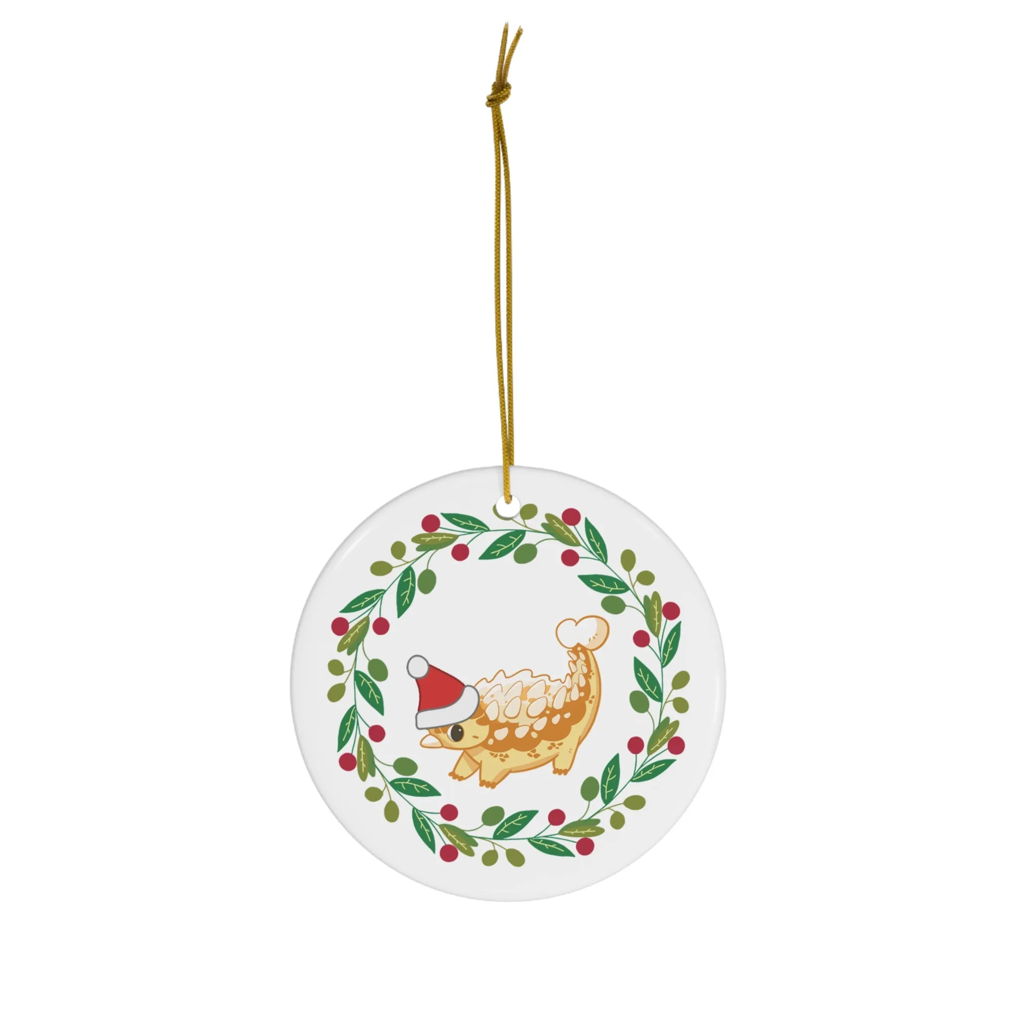 Holiday Ankylosaurus - Ceramic Ornament