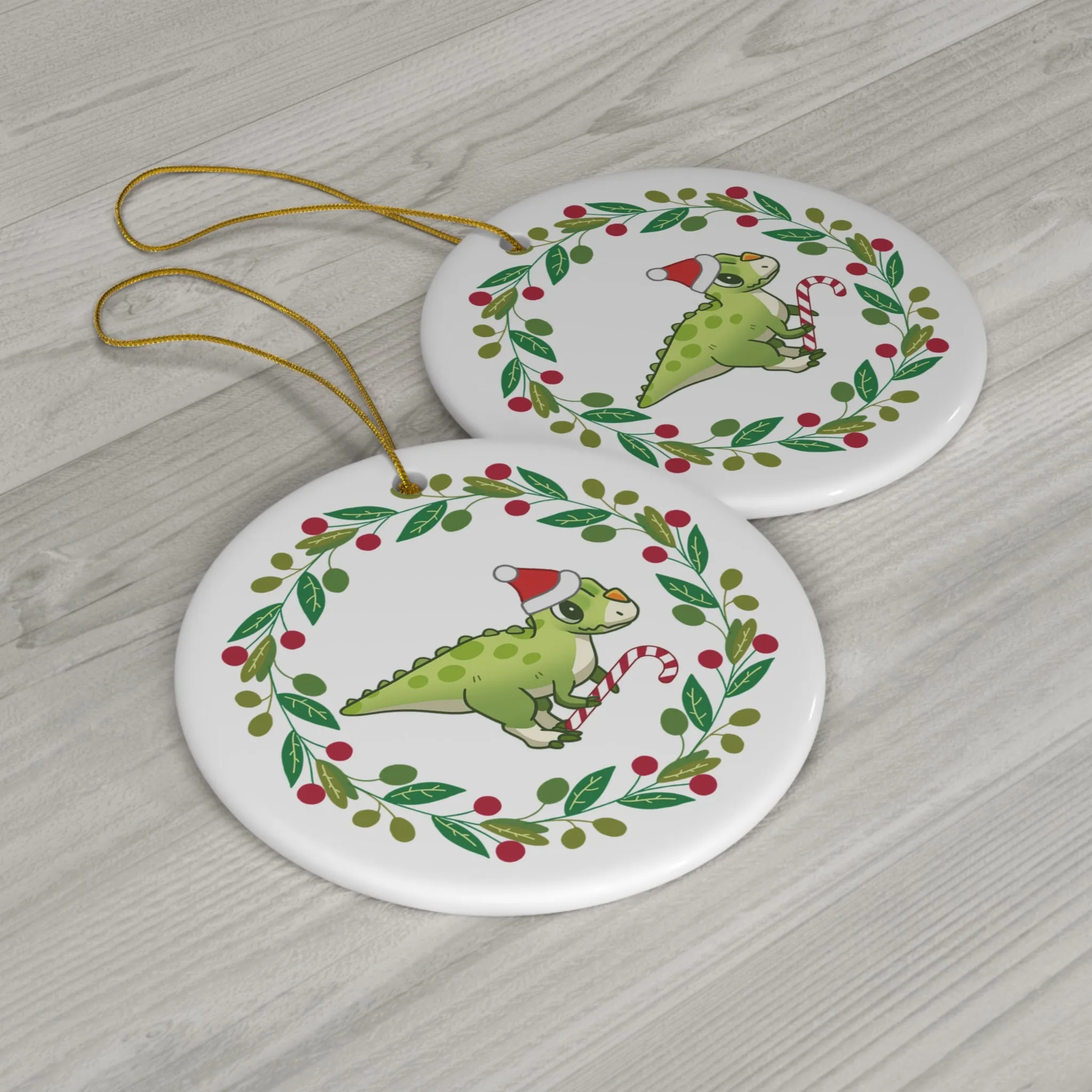 Holiday Ceratosaurus - Ceramic Ornament
