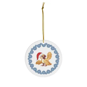 Holiday Deinonychus - Ceramic Ornament - Snowflake Edition
