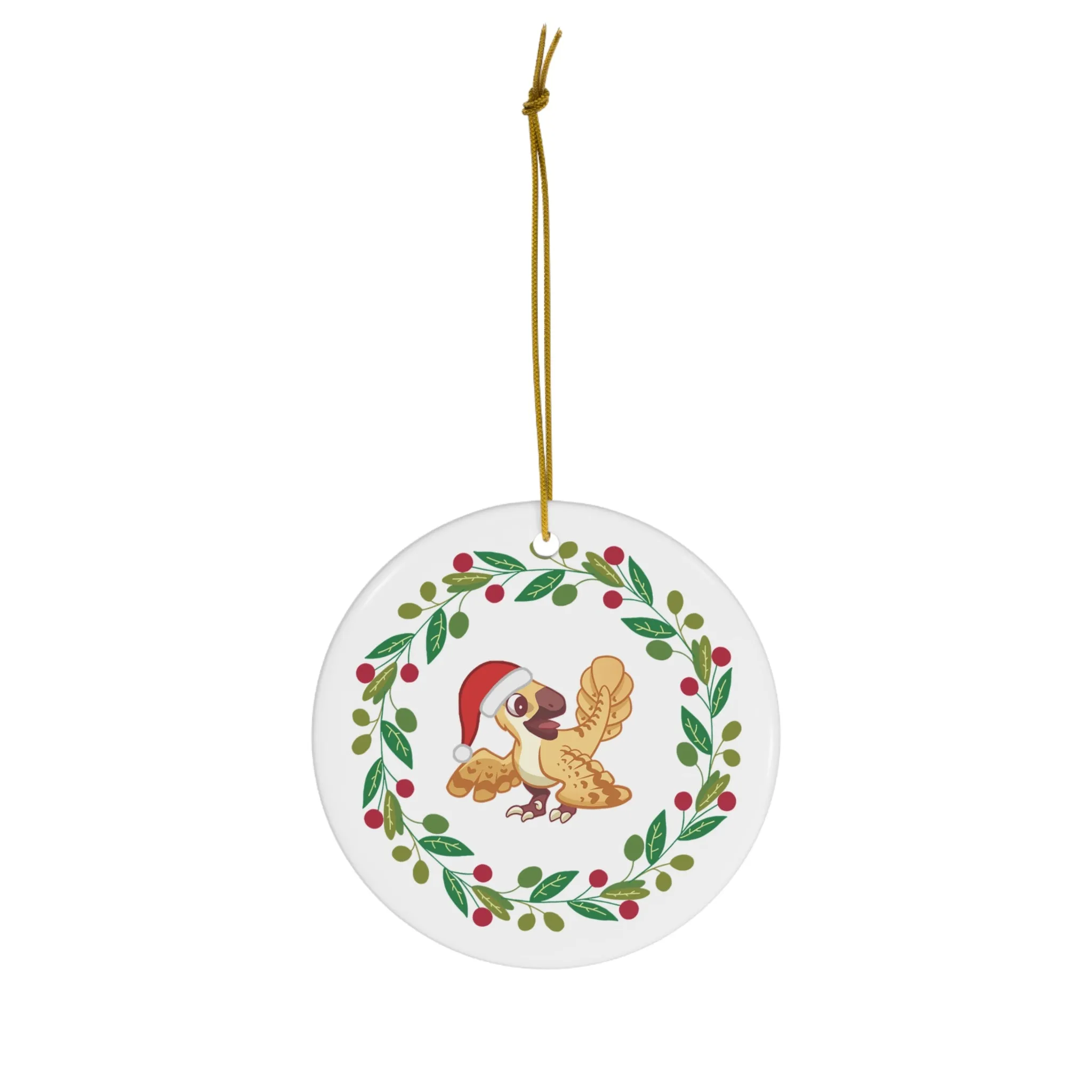 Holiday Deinonychus - Ceramic Ornament