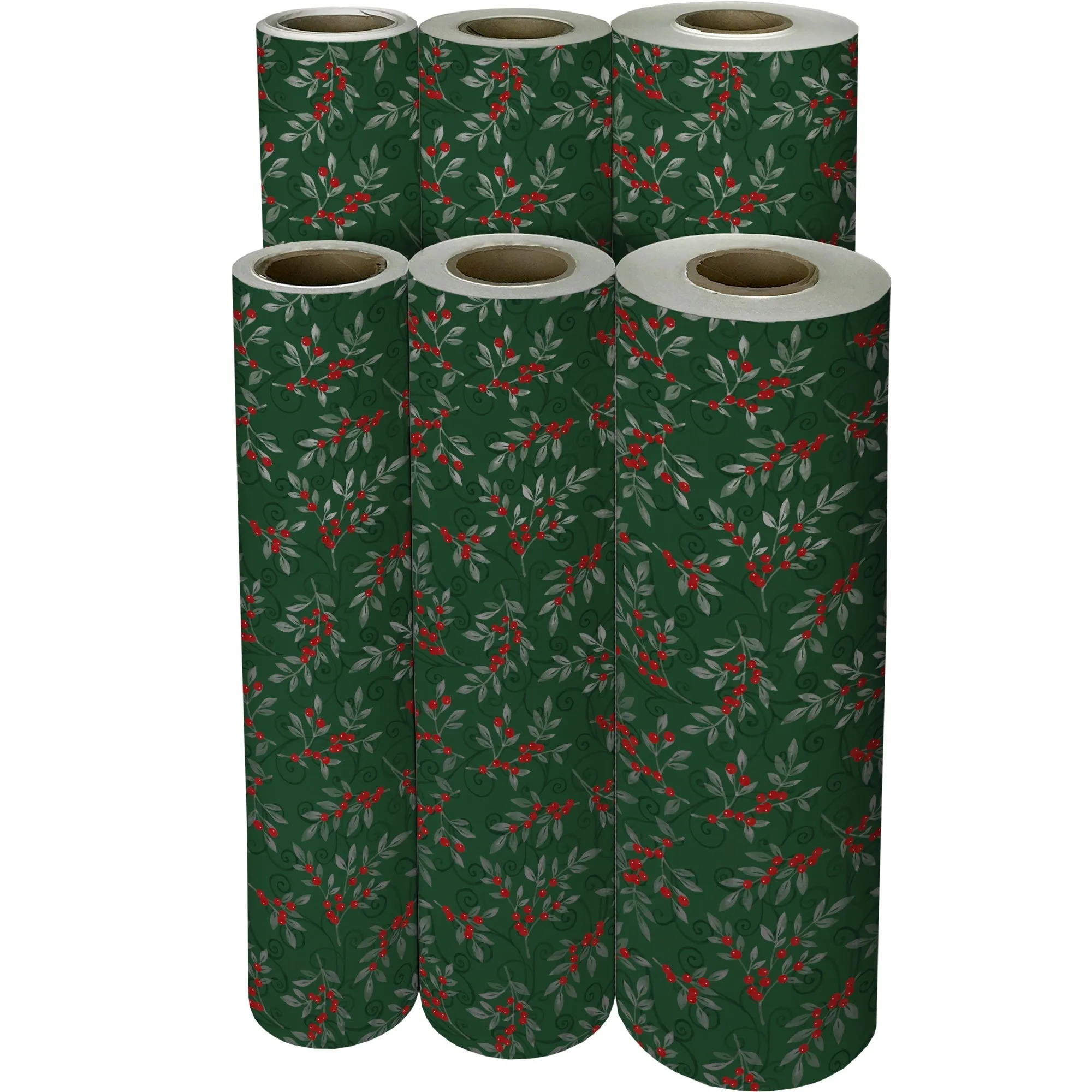 Holiday Floral Green Christmas Gift Wrap
