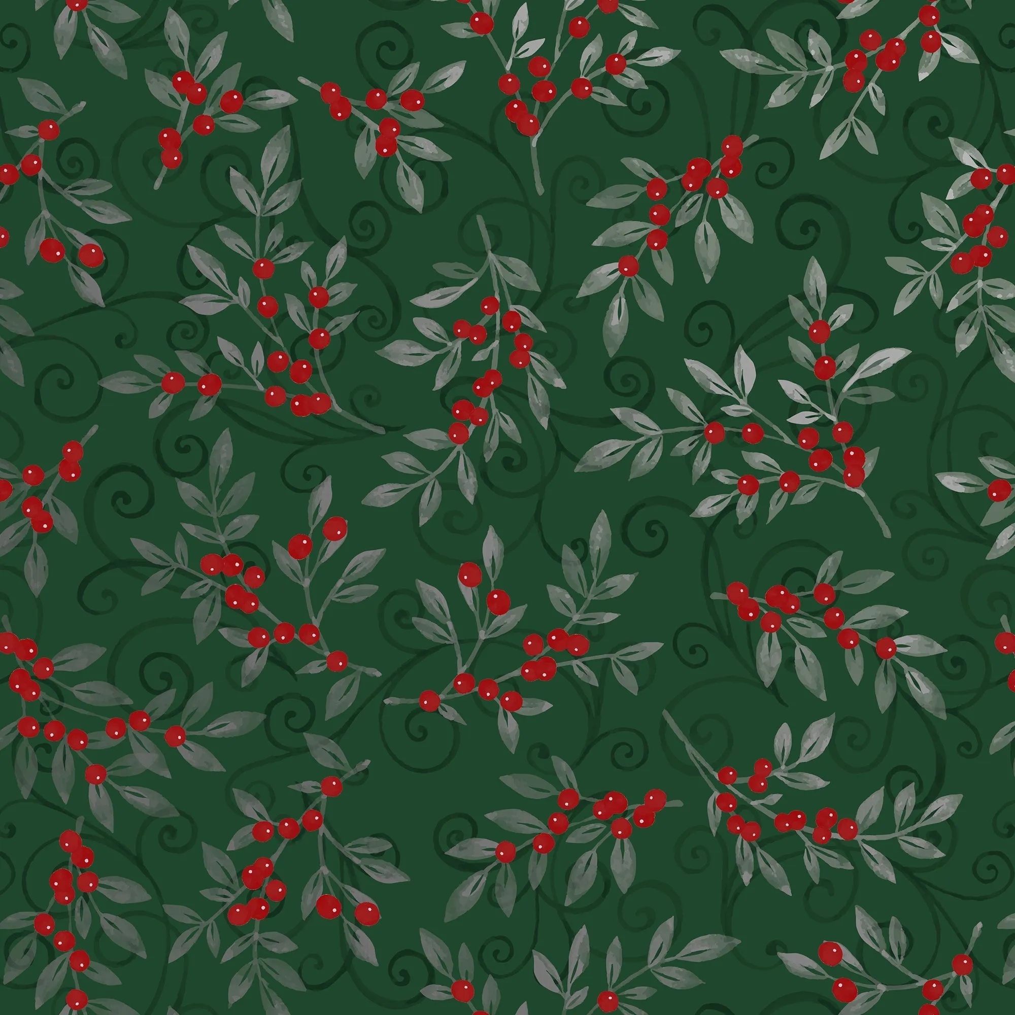 Holiday Floral Green Christmas Gift Wrap