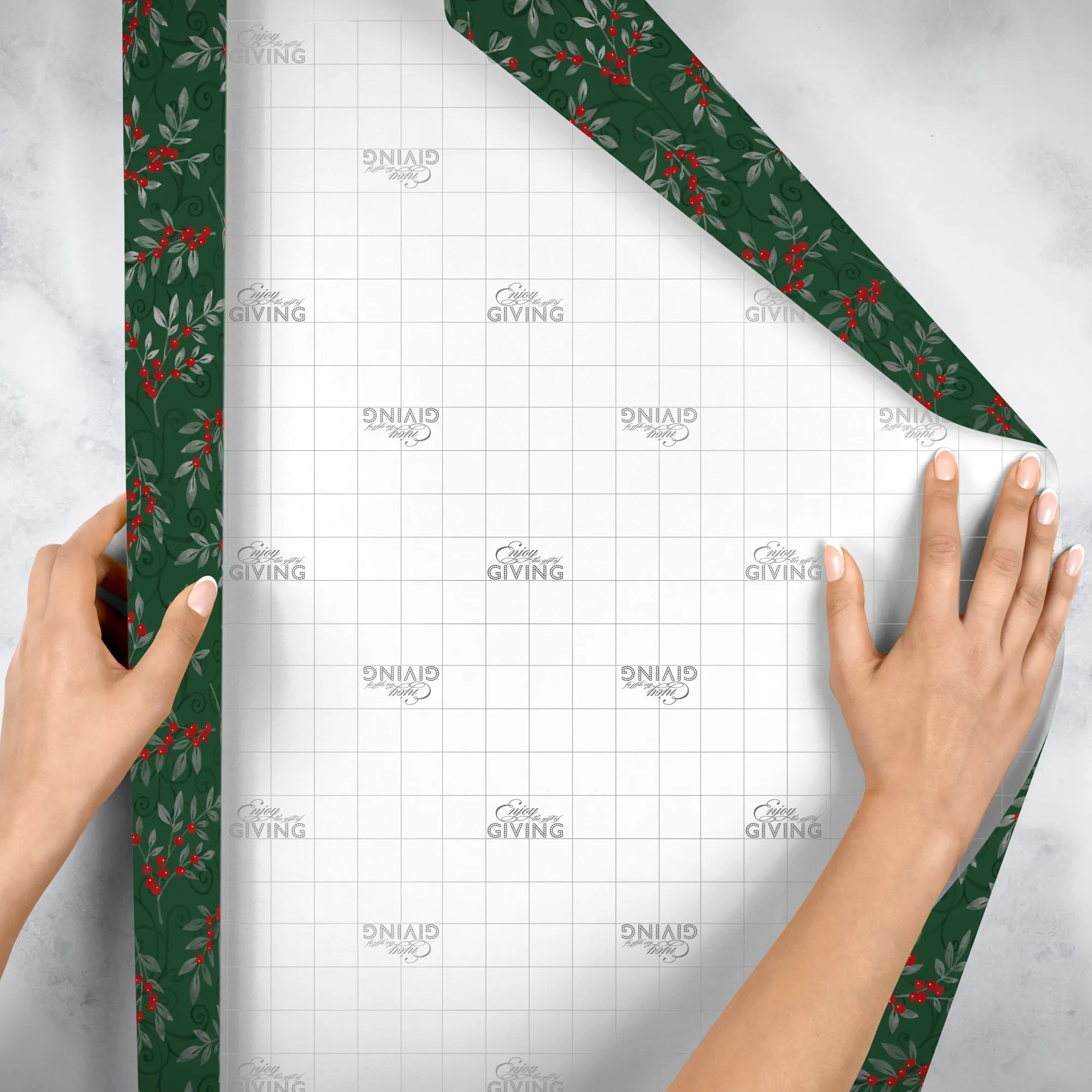 Holiday Floral Green Christmas Gift Wrap