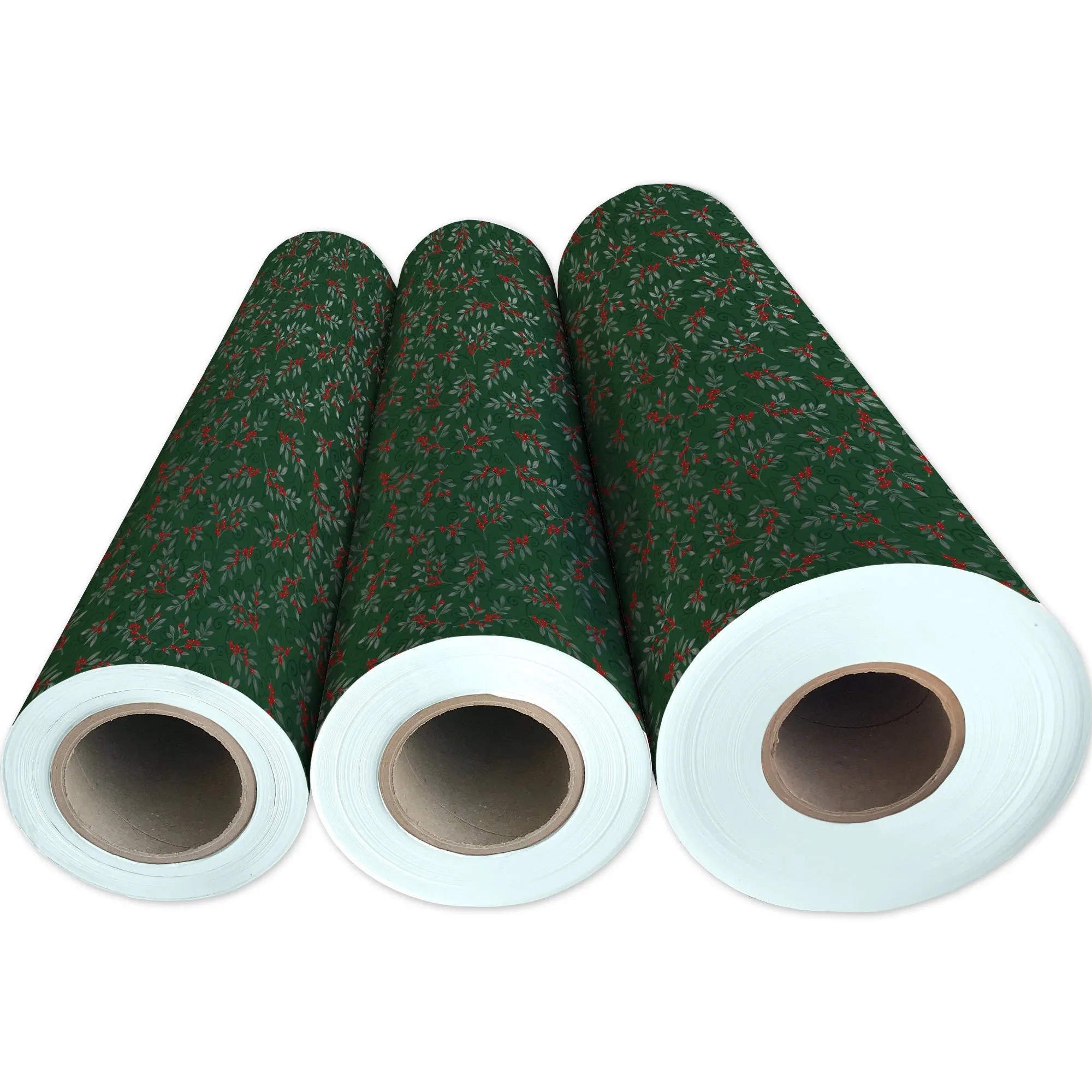 Holiday Floral Green Christmas Gift Wrap