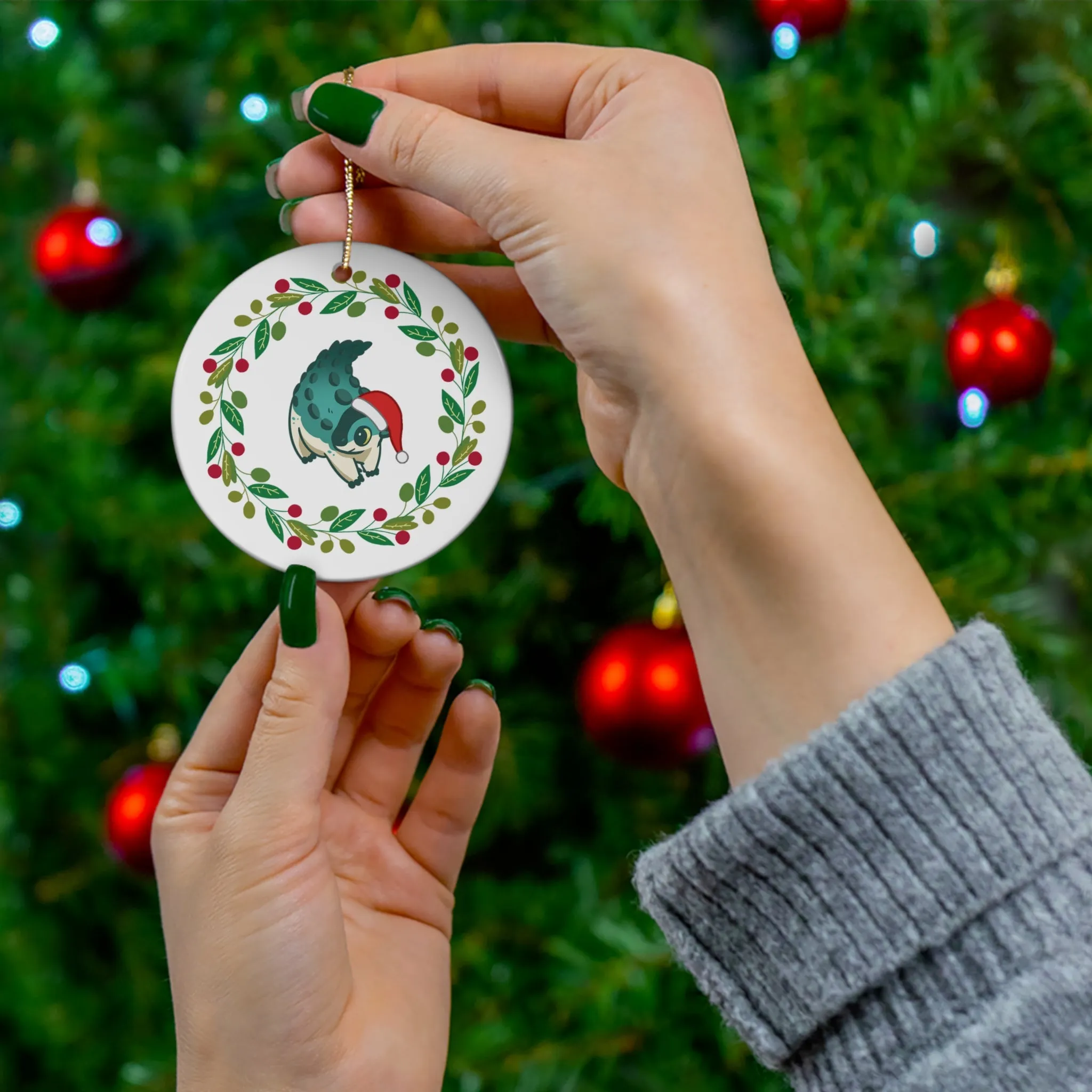 Holiday Scelidosaurus - Ceramic Ornament