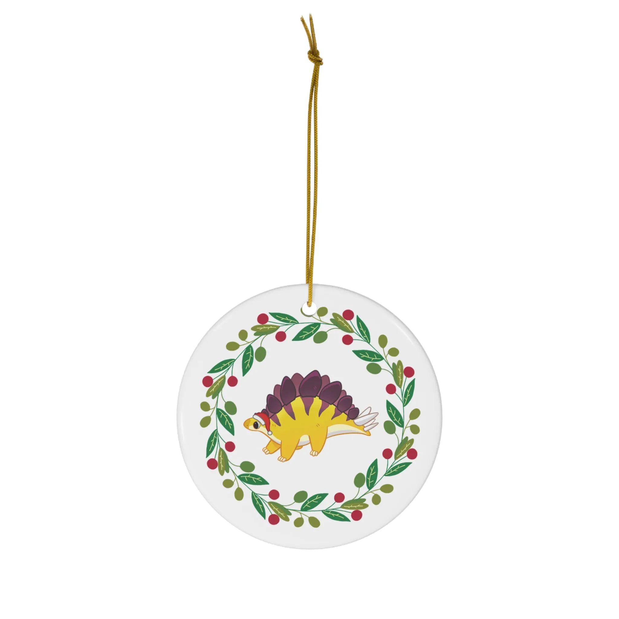 Holiday Stegosaurus - Ceramic Ornament