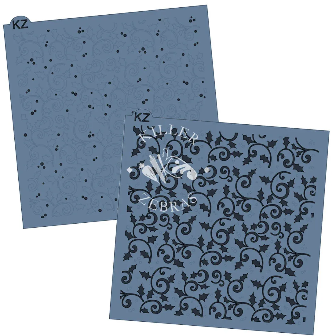 Holly Filigree 2pc KZ Stencil