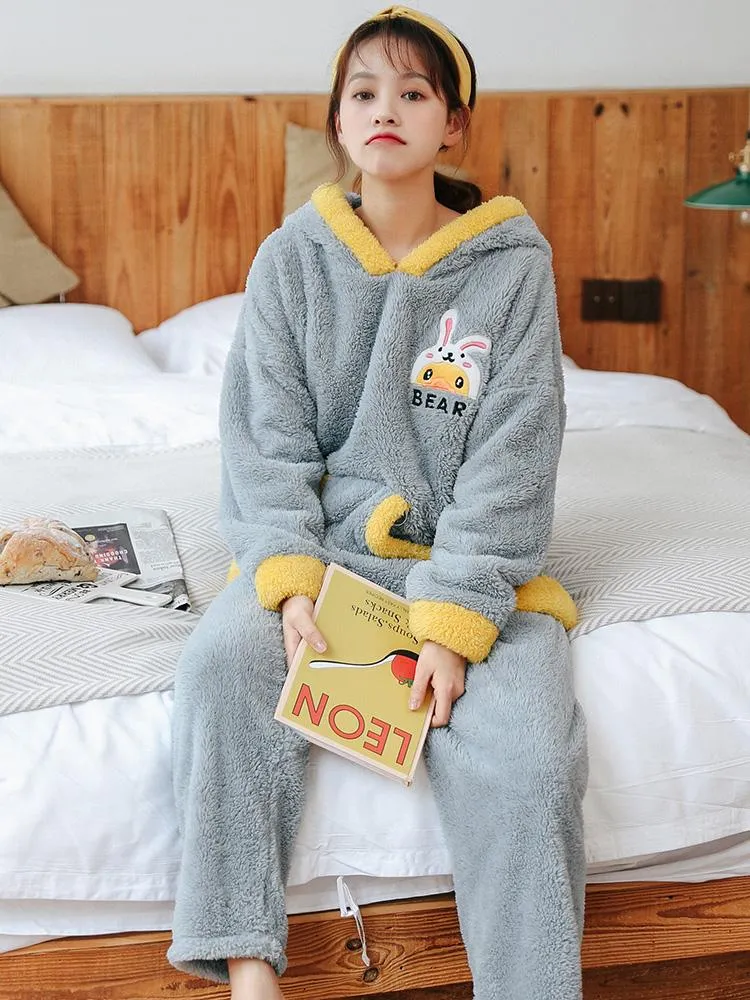 HOODED LITTLE YELLOW DUCK THICKENED FLANNEL SWEET