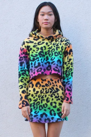 Hoodie - Fleece with Multi Color Leopard Print