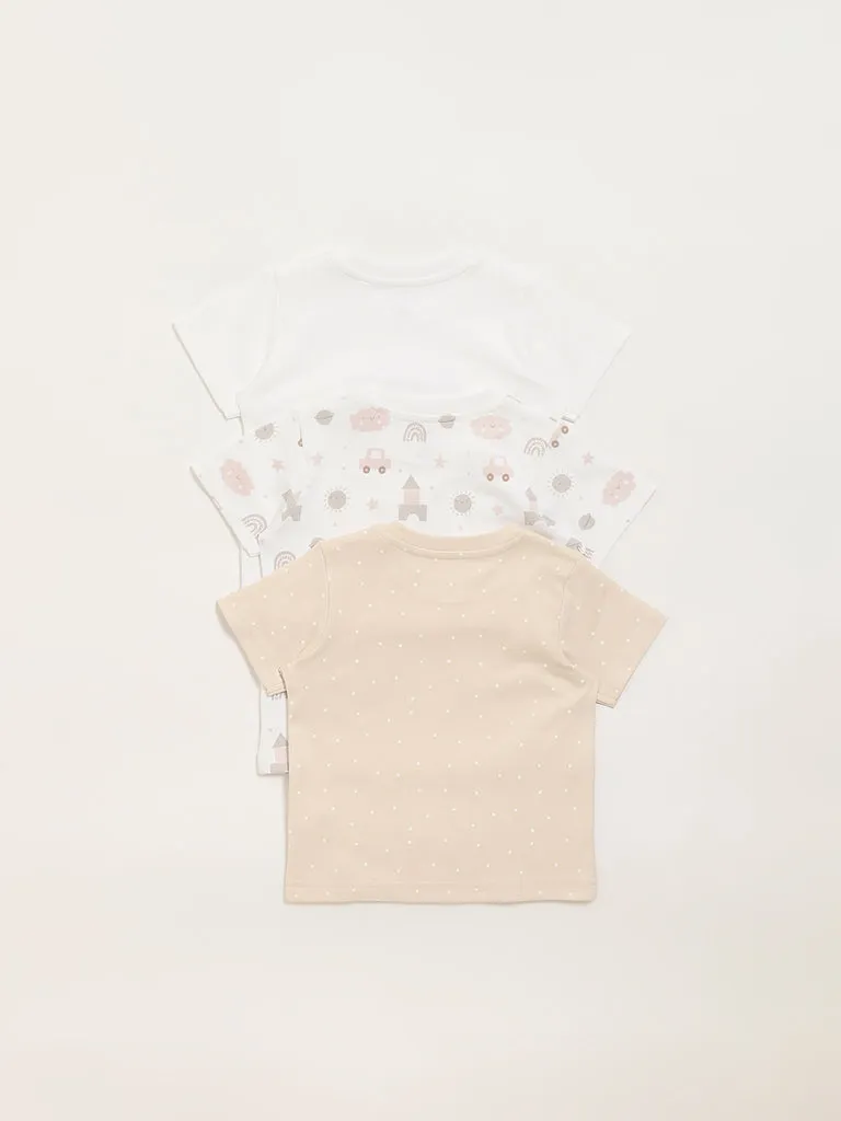 HOP Baby Assorted Multicolour Print T-Shirt - Pack of 3