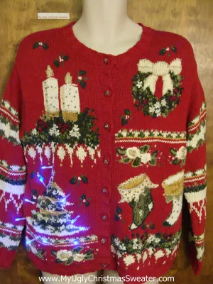 Horrible Red Light Up Ugly Xmas Sweater