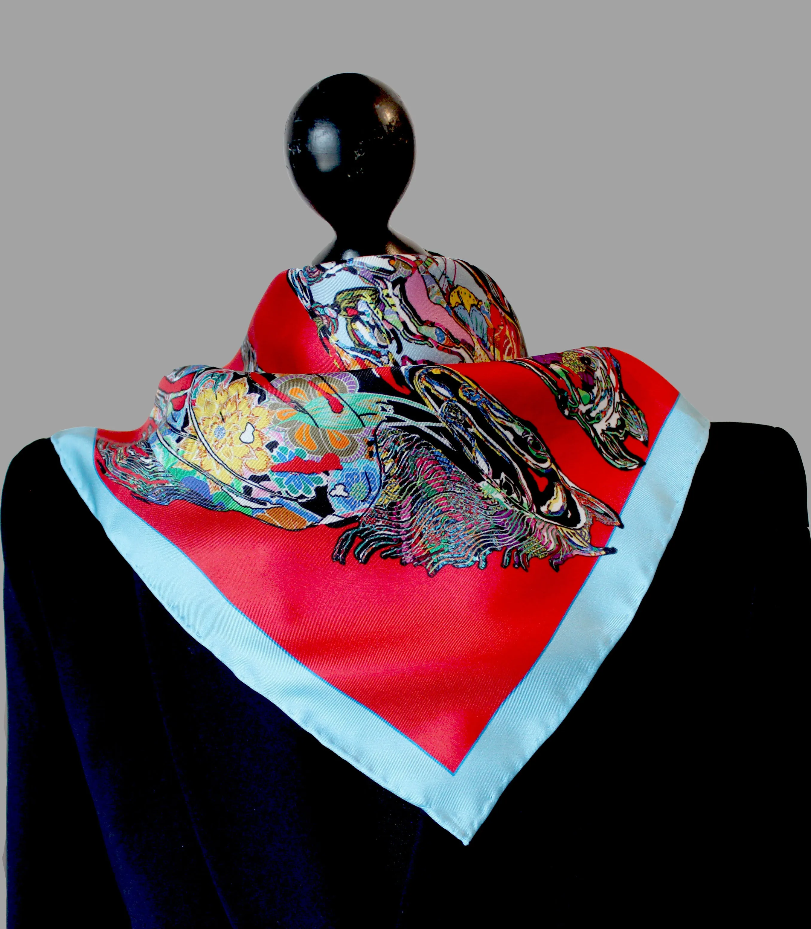 Horse Gallop, Red Neckerchief/Pocket Square, 45cm Square