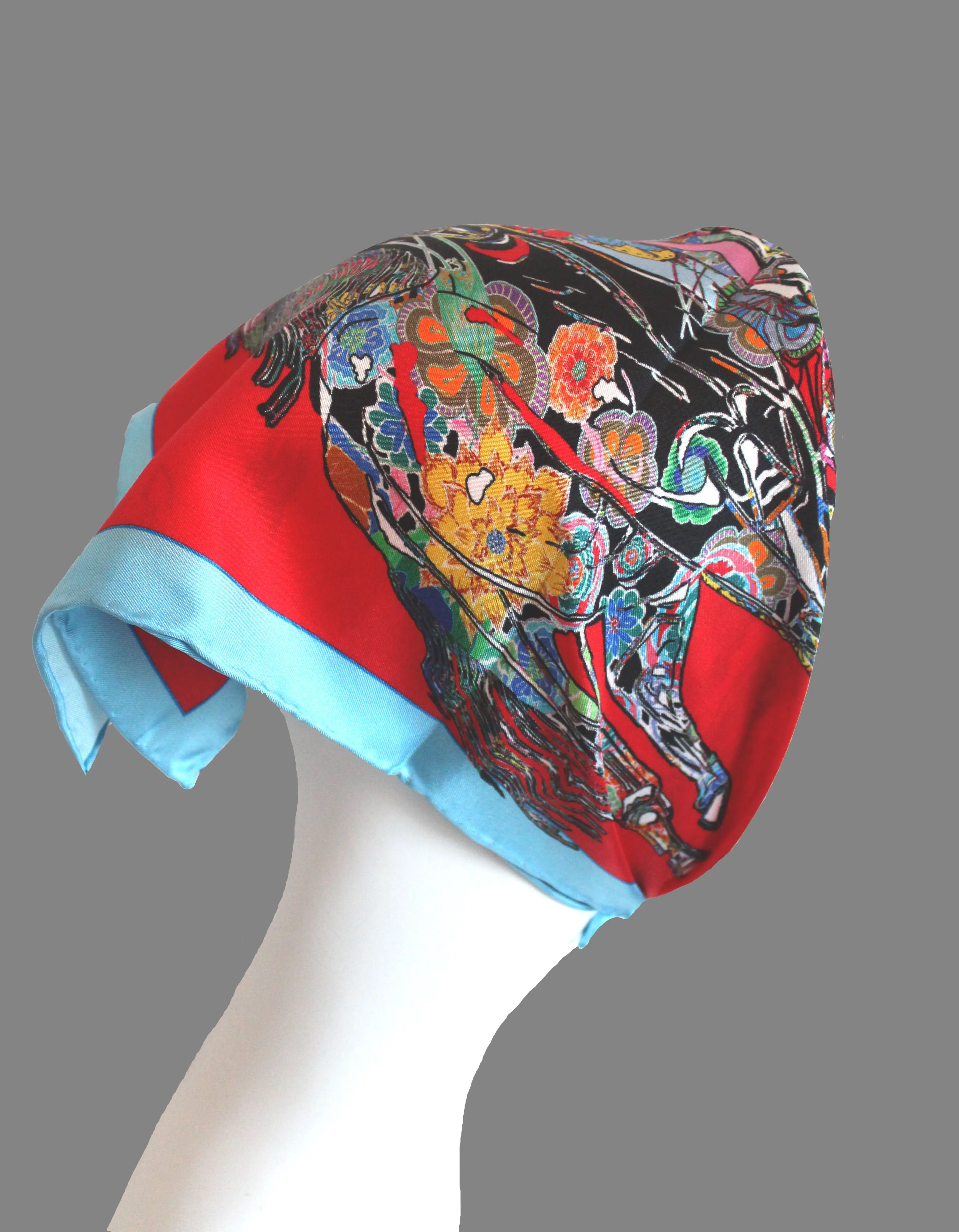Horse Gallop, Red Neckerchief/Pocket Square, 45cm Square