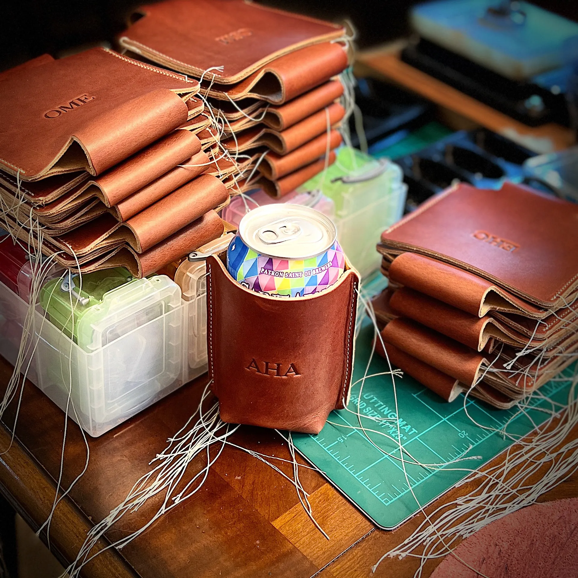 Horween Leather Can and Bottle Coolers - Made to Order