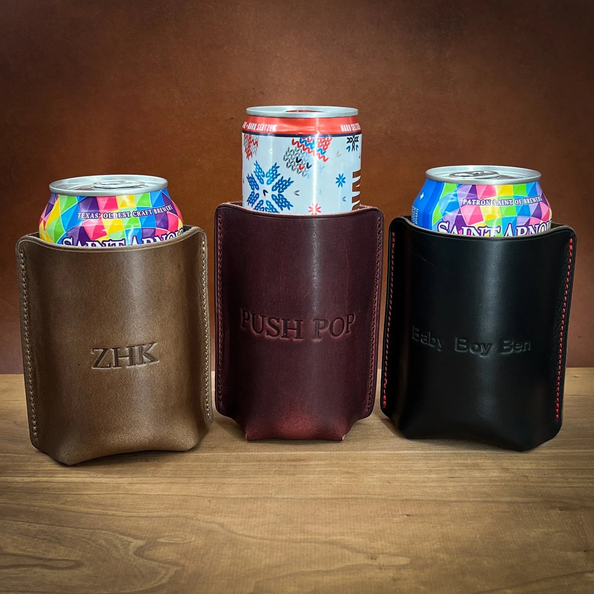 Horween Leather Can and Bottle Coolers - Made to Order