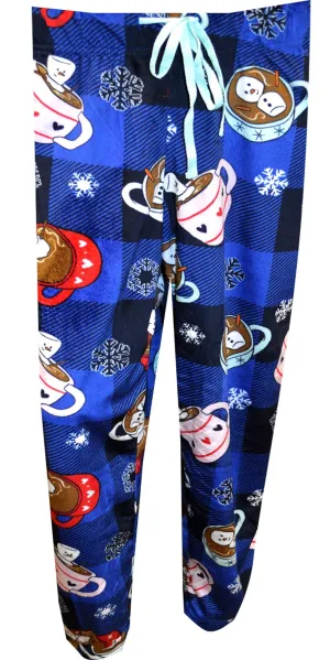 Hot Cocoa with Marsh-mellow Blue Plaid Cuffed Sleep Pants Hot Cocoa with Marsh-mellow Blue Plaid Cuffed Sleep Pants