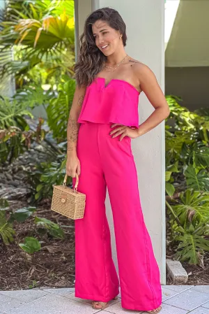 Hot Pink Off Shoulder Jumpsuit
