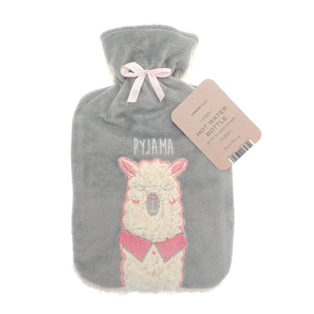 Hot Water Bottle Large Sherpa Fleece Cover Embroidery Slogan
