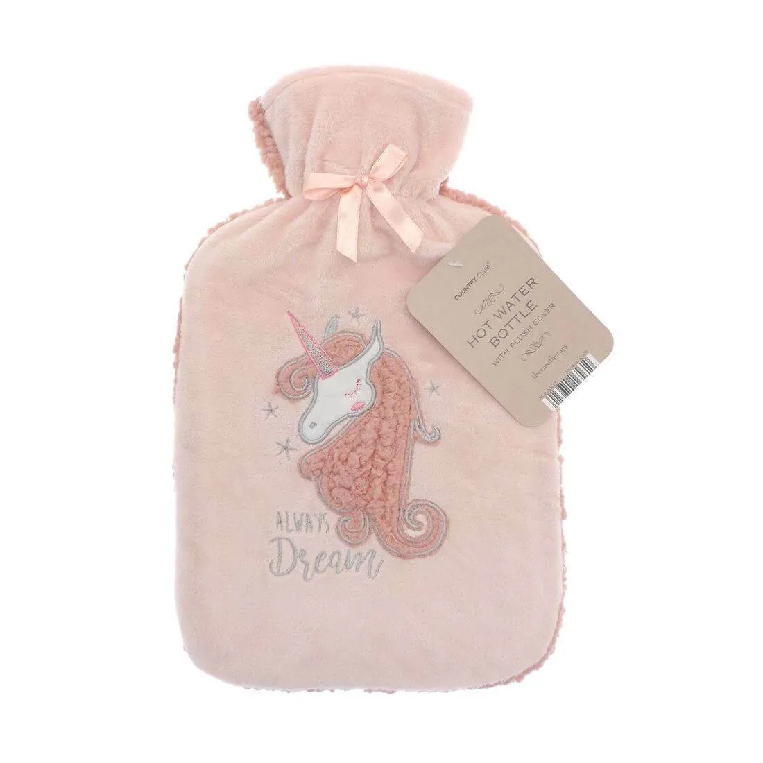 Hot Water Bottle Large Sherpa Fleece Cover Embroidery Slogan