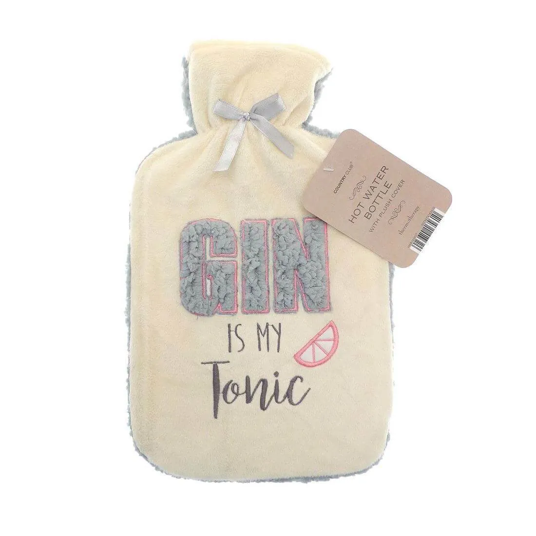 Hot Water Bottle Large Sherpa Fleece Cover Embroidery Slogan