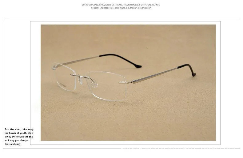 Hotony Unisex Rimless Alloy Frame Rectangle Lens Eyeglasses Rw004