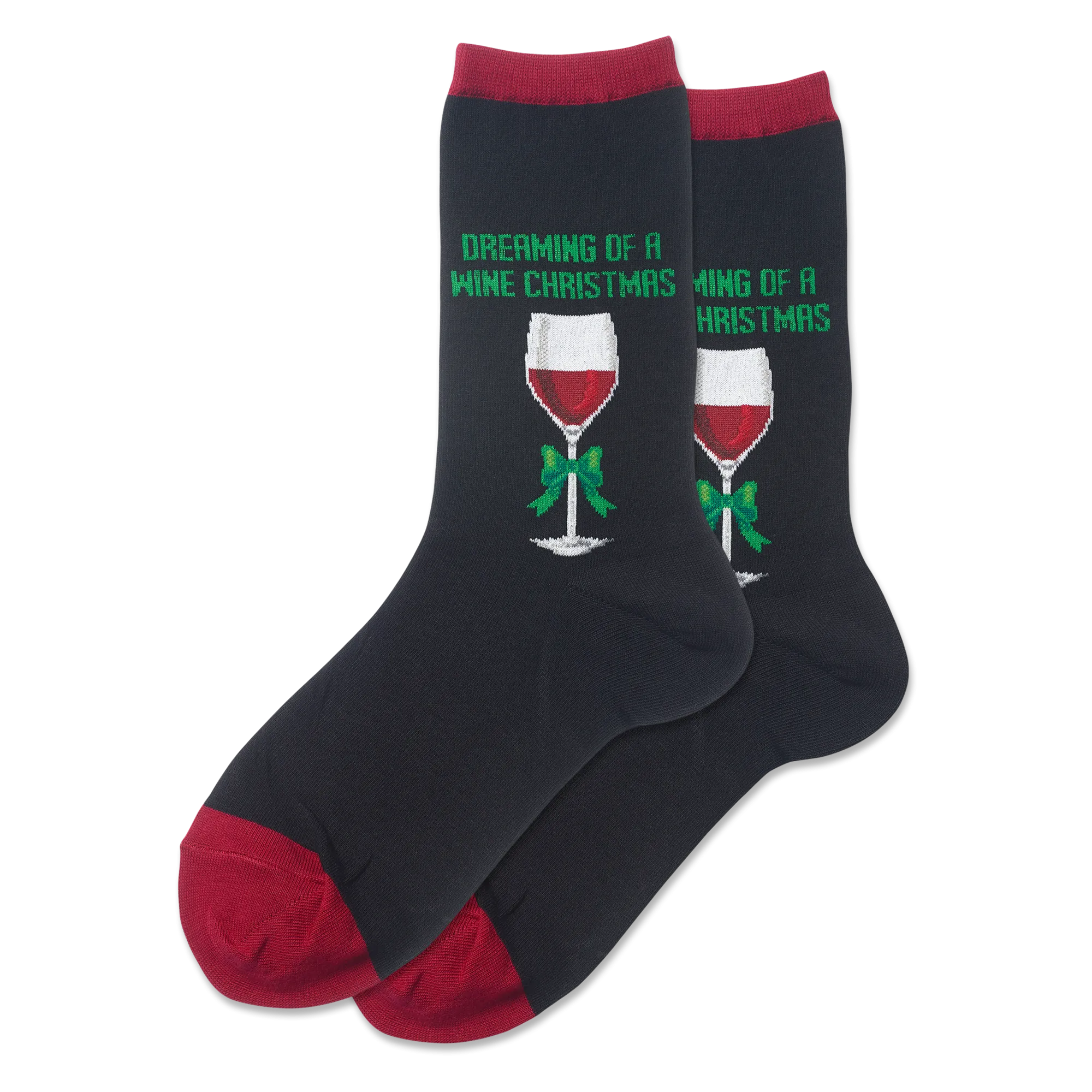 HOTSOX Women's Dreaming Of A Wine Xmas Crew Socks