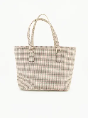 Houndstooth Tote Bag.Gold Trims.