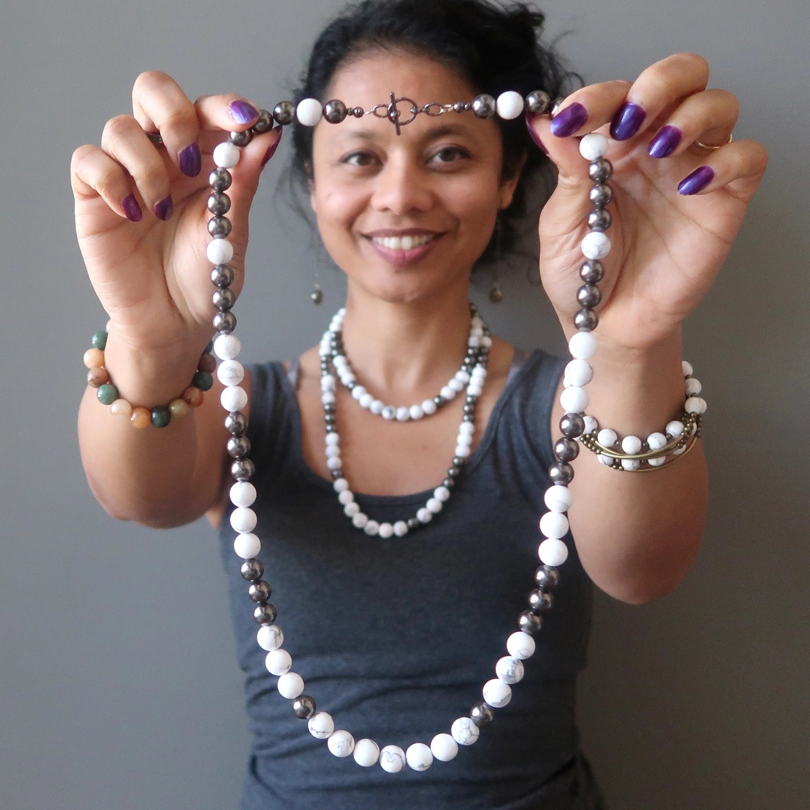 Howlite Necklace Evolving Perspectives Black White Stones