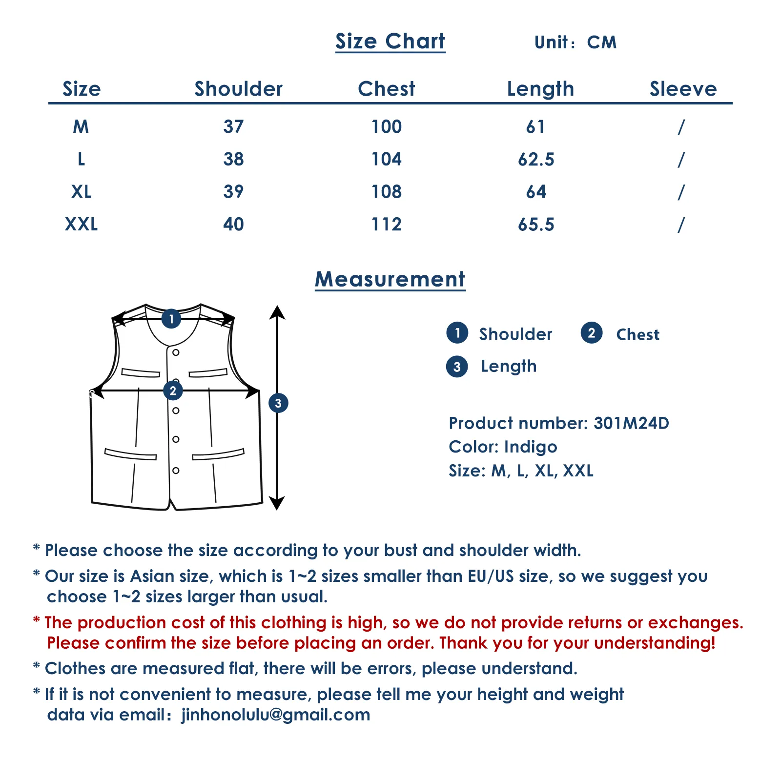 Huang's Weaving Indigo Blue Dyed Vest Heavy Cotton Corduroy Retro Casual Vest