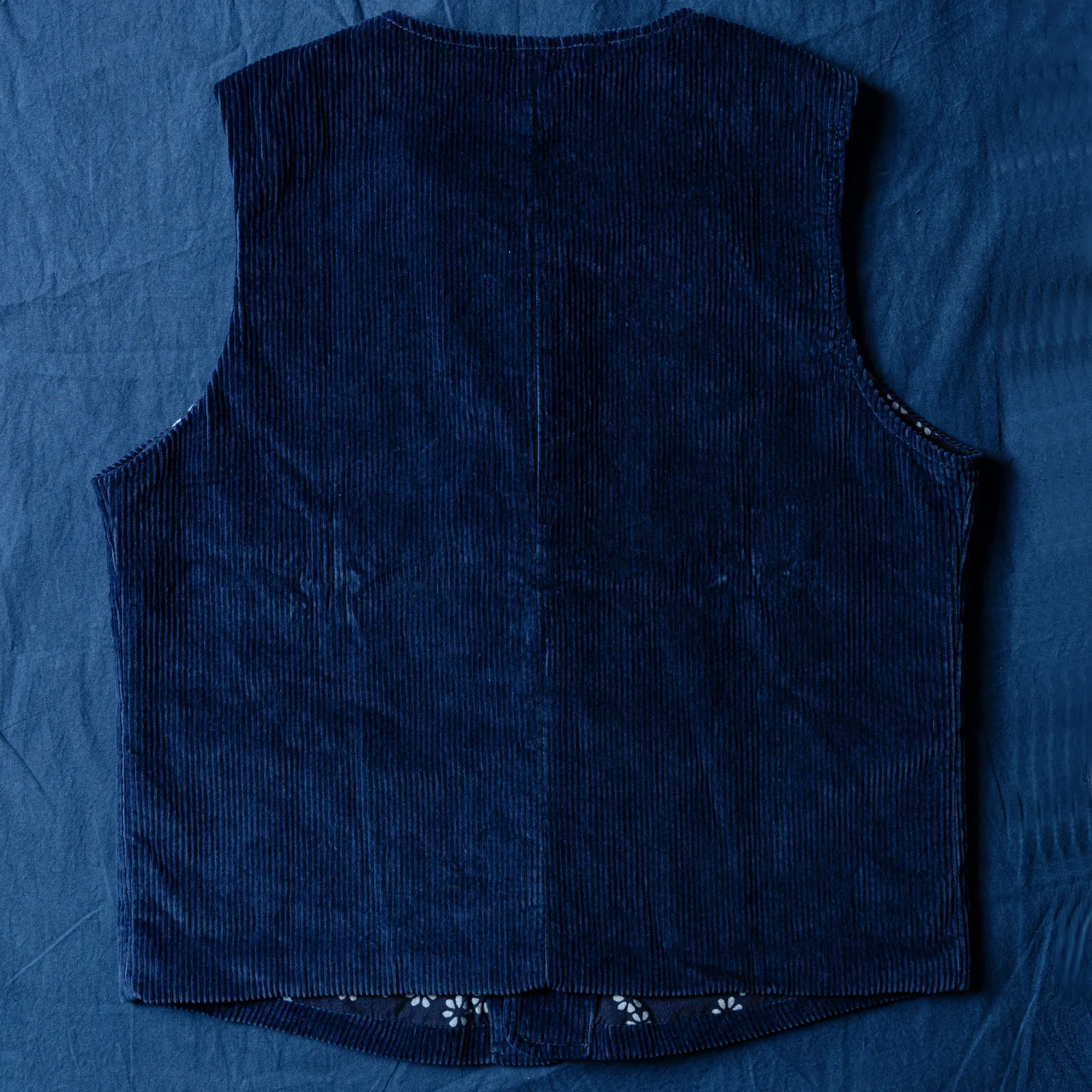 Huang's Weaving Indigo Blue Dyed Vest Heavy Cotton Corduroy Retro Casual Vest