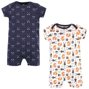 Hudson Baby Cotton Rompers, Forest