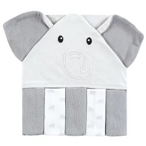 Hudson Baby Hooded Towel and Five Washcloths, Gray Elephant