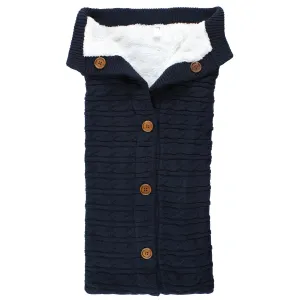 Hudson Baby Sherpa Knitted Baby Lounge Stroller Wrap Sack, Navy