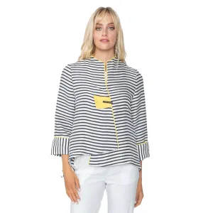 IC Collection Striped Asymmetrical Jacket in Navy  - 5641J