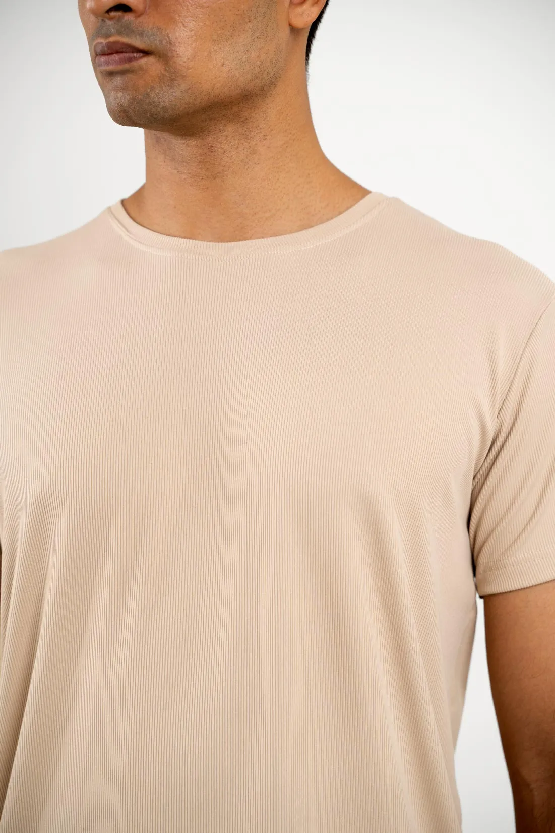 Ignite Beige Crew Neck Tshirt For Men