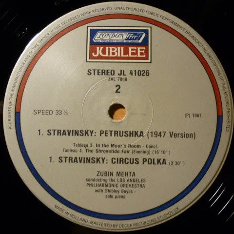 Igor Stravinsky  /  Los Angeles Philharmonic Orchestra  /  Zubin Mehta - Petrushka / Circus Polka (LP, Album, RE) (VG )