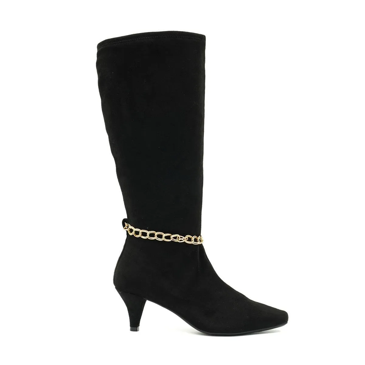 Impo Stretch Nadie Chain High Boots Suede Black Colour For Women