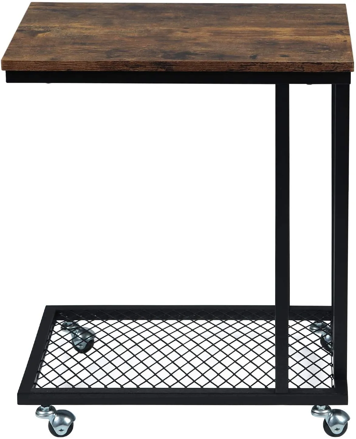 INDIAN DECOR 48208 Classic Metal Sofa Side Table Coffee Table Sofa Side Table with Wheels Small Coffee Table in MDF and Iron - Black