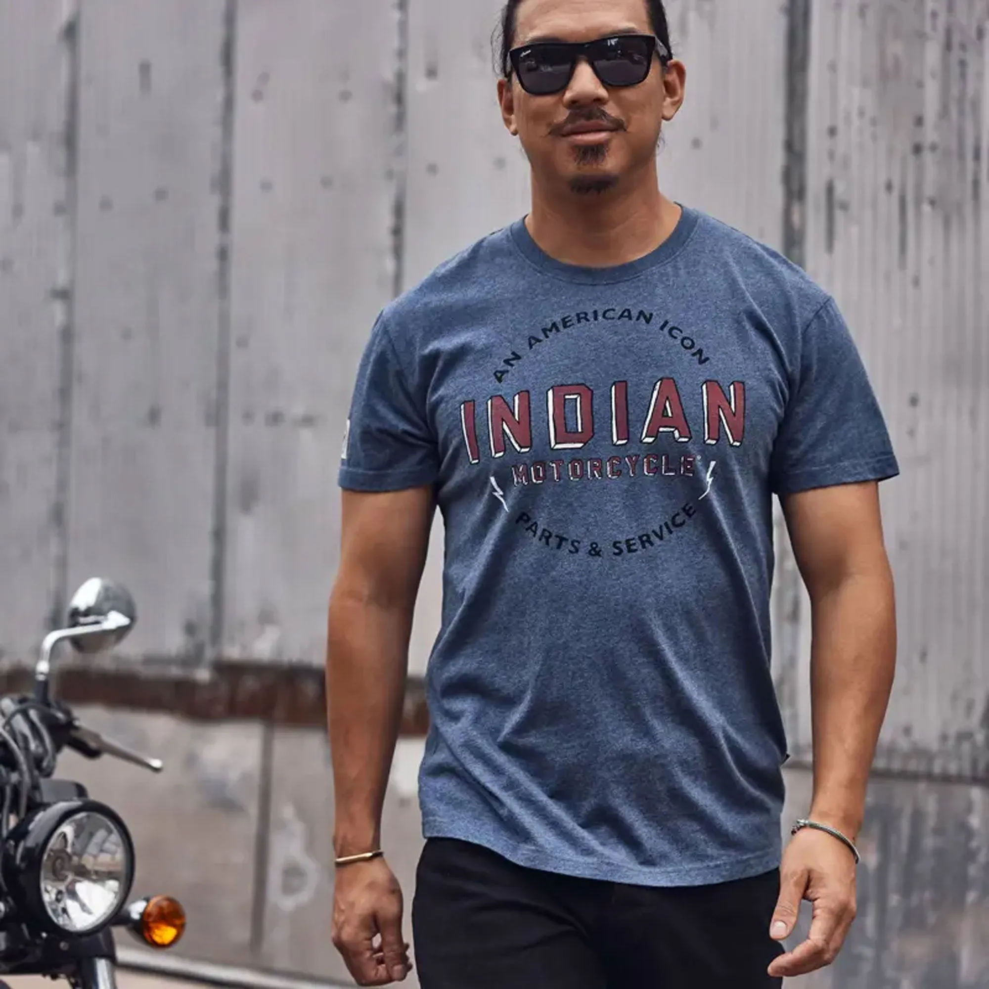 Indian Motorcycle Mens American Icon T-Shirt Blue